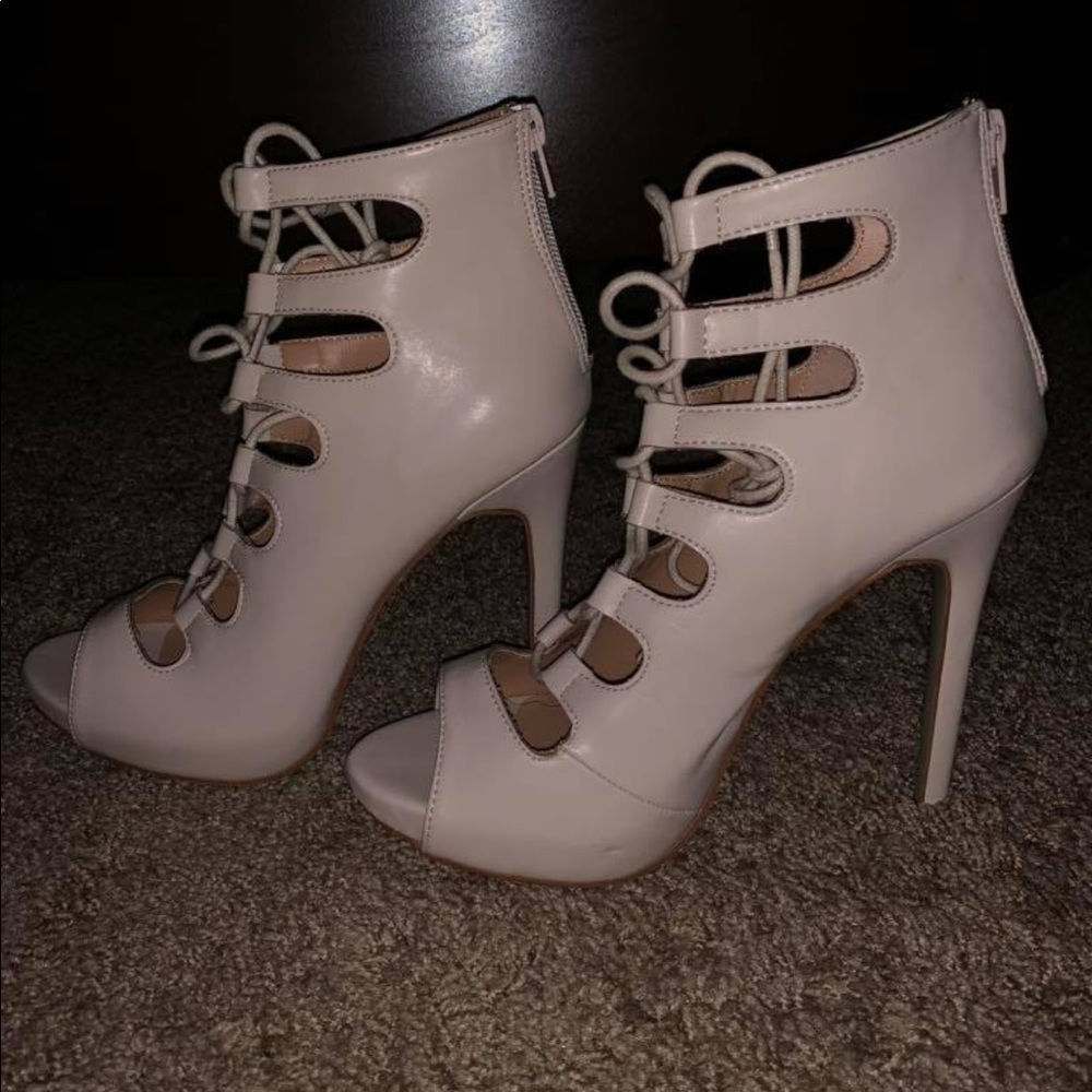 Nude Lace Up Heel